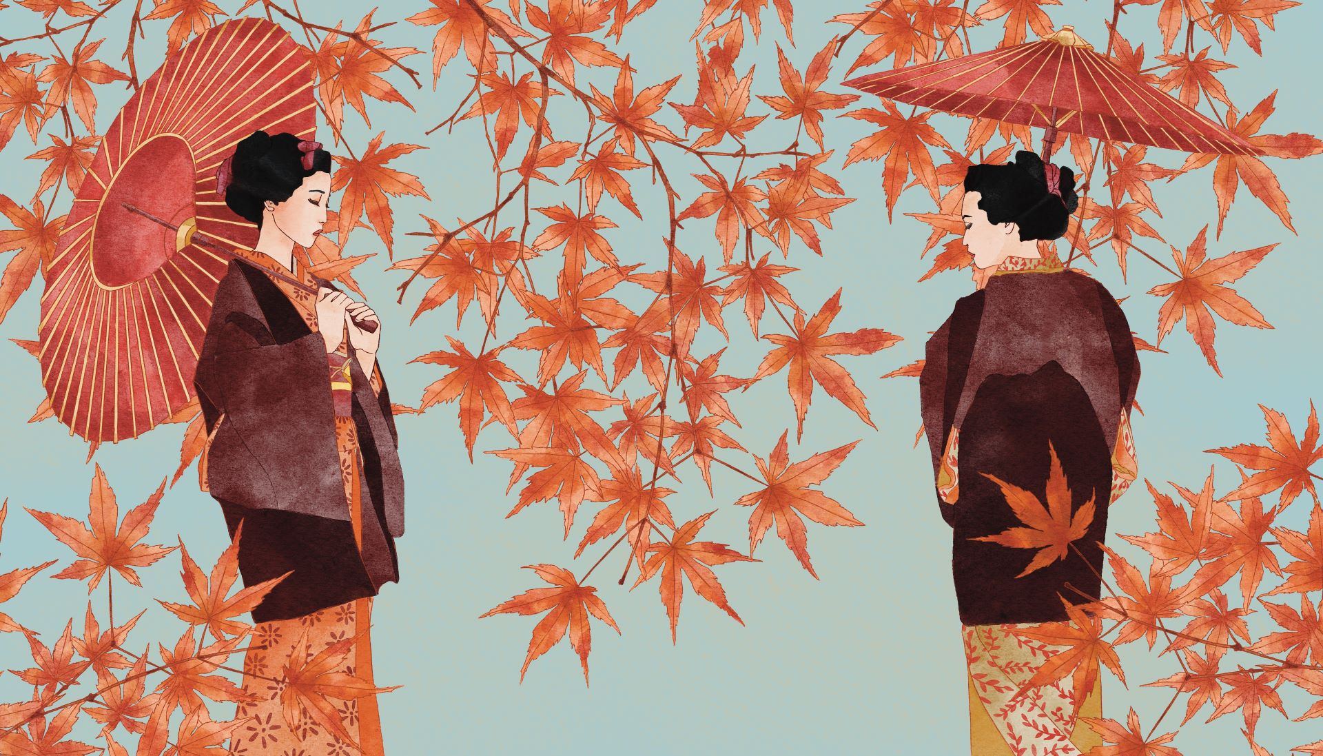 Hosomi_Maiko_e_acero_carta-da_parati_manarti_wallpaper_collezione_d'autore Hosomi Maiko e Acero è una carta da parati realizzata da Claudia Mistero in collaborazione con Manarti