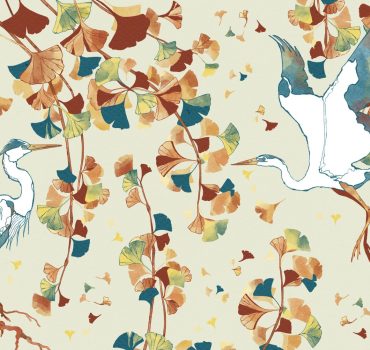 Kurumi - Aironi e Ginkgo è una carta da parati realizzata da Claudia Mistero in collaborazione con Manarti