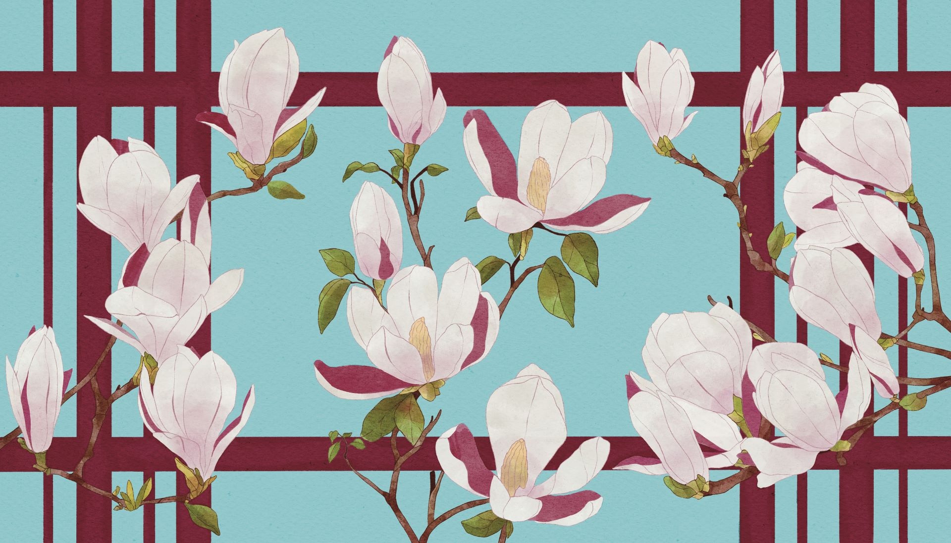 Shiori - Magnolia Shiori - Magnolia è una carta da parati realizzata da Claudia Mistero in collaborazione con Manarti