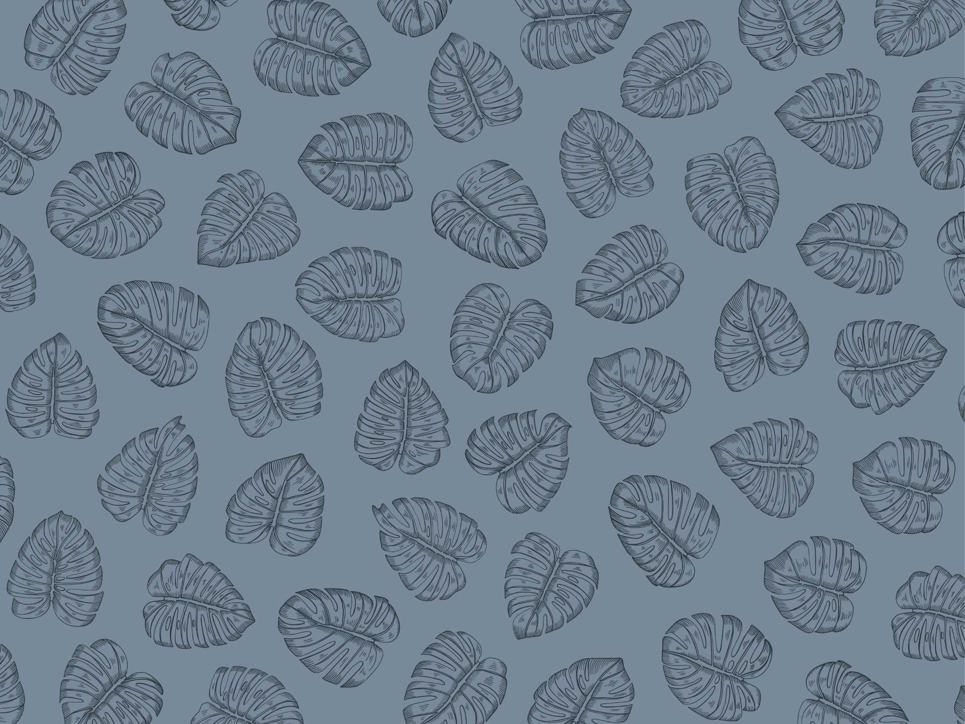Monstera.blue.blank.line80 Monstera è una carta da parati realizzata da Lucia Simonetti in collaborazione con Manarti