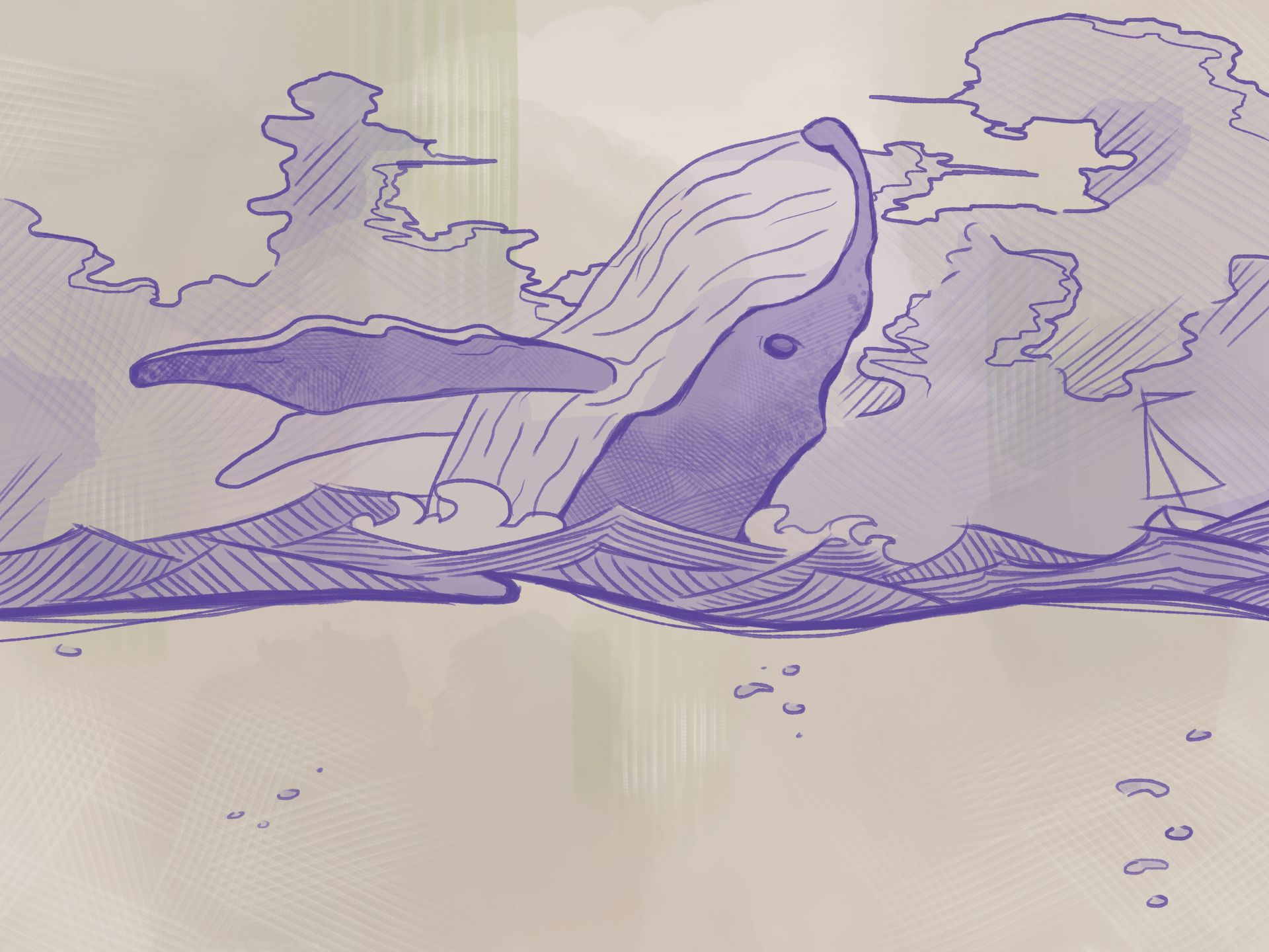 Whale è una carta da parati realizzata da Enrico Manelli in collaborazione con Manarti